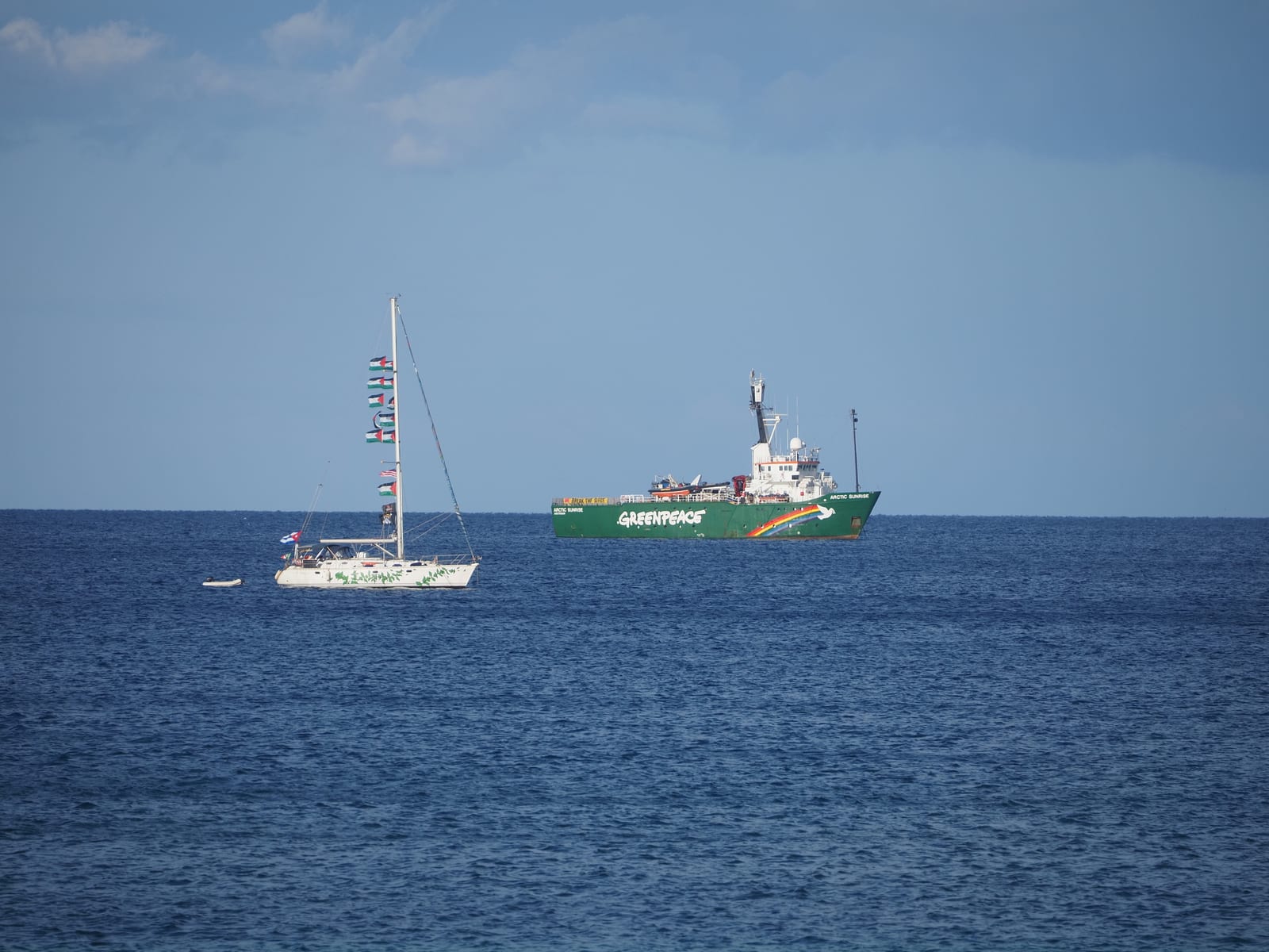 Boats of the Gaza flotilla moored at Ierapetra, Crete, May 2026
